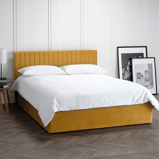 Berlin Mustard Small Double Ottoman Bed