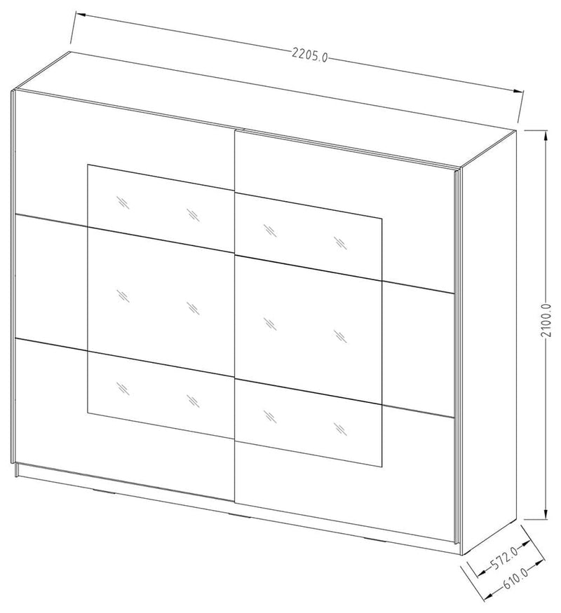 Glencoe Armoire Sliding Door Mirrored Wardrobe