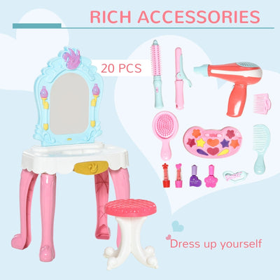 Children's 20 Pcs Beauty Dressing Table And Stool