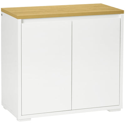 Aparador de cocina HOMCOM, armario de almacenaje con puertas dobles y estante ajustable para salón, entrada, color blanco