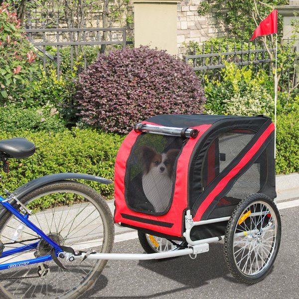 Bicycle Pet Trailer In Steel Frame - Red/Black