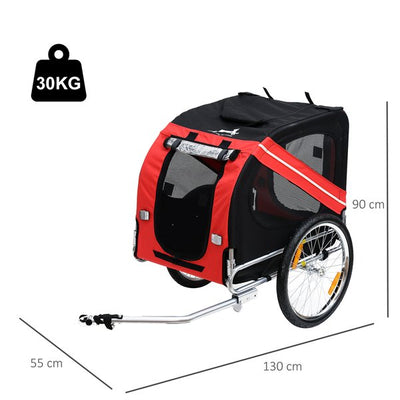 Bicycle Pet Trailer In Steel Frame - Red/Black