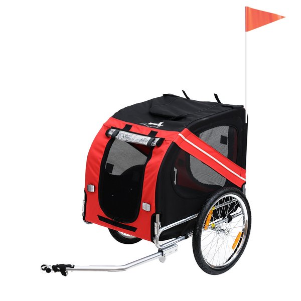 Bicycle Pet Trailer In Steel Frame - Red/Black