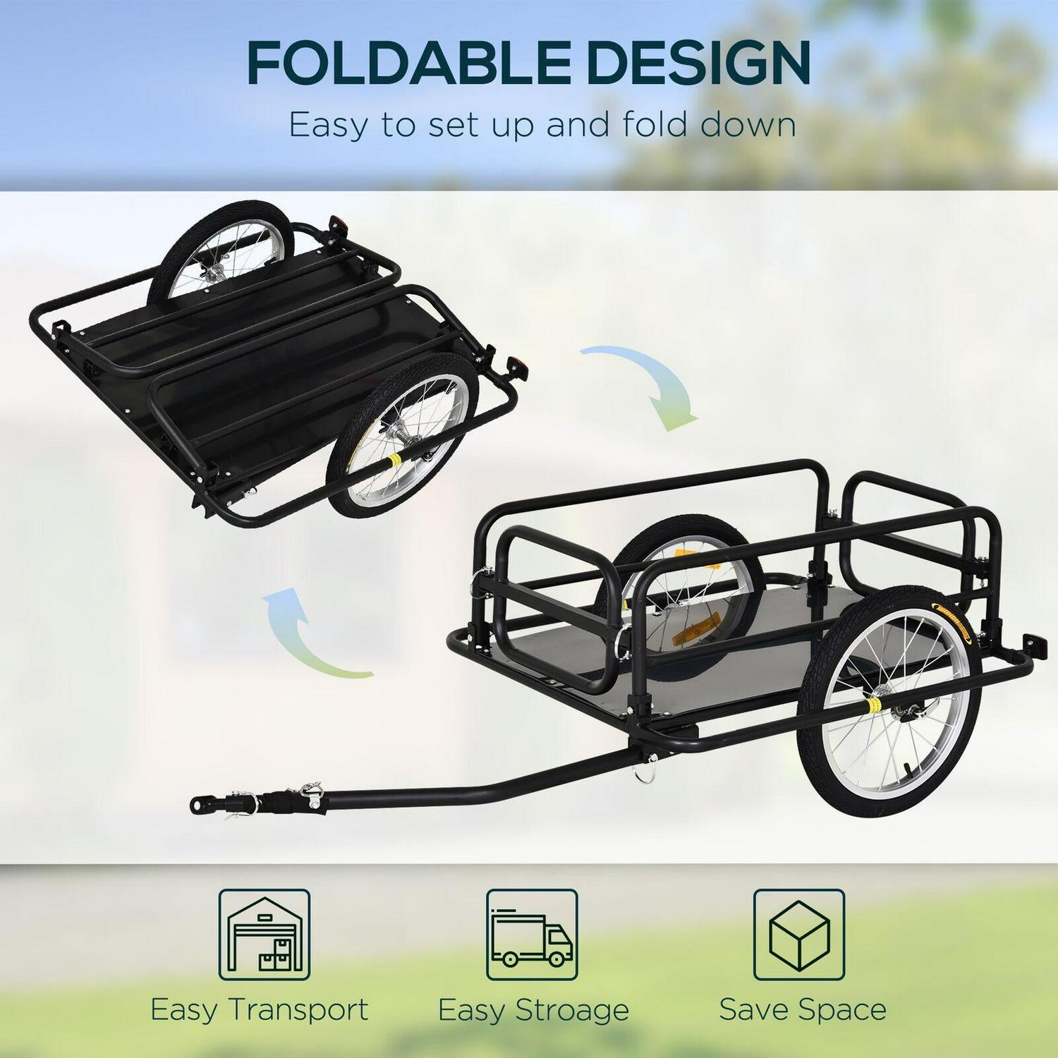 Homcom folding store bicycle cargo trailer