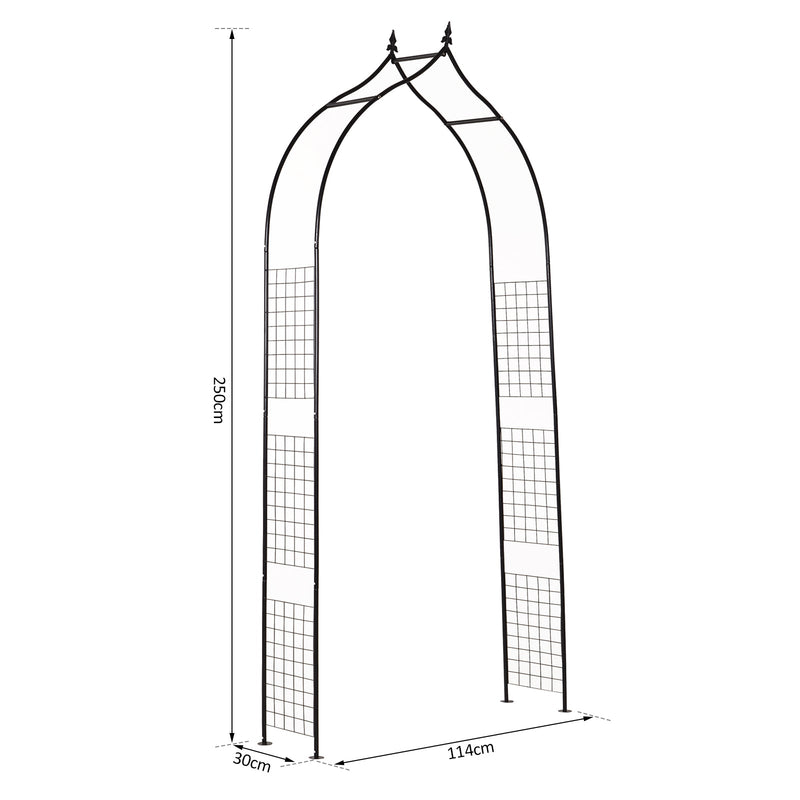 Outsunny Steel Frame Backyard Metal Pergola for Plants & Trellis Garden Arch Black