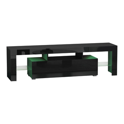 High Gloss Futuristic TV Stand, With LED Lights - Black