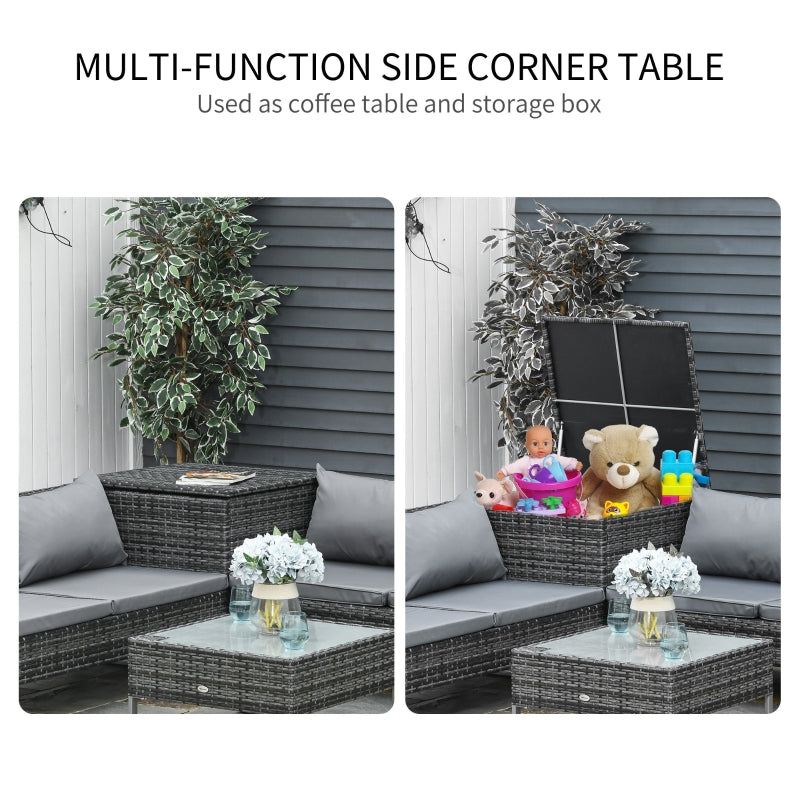 4 PCs Garden Rattan Wicker Outdoor Furniture Patio Corner Sofa- Mixed Grey