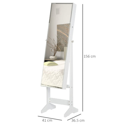 Jewelry Cabinet Standing Mirror , White