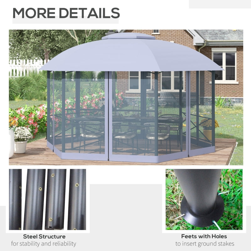 Patio Metal Gazebo Canopy- Grey