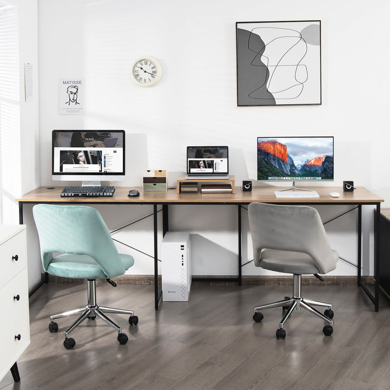 Reversible Corner Study Workstation and Writing Desk with Monitor Stand-Natural