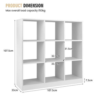 Estantería de 9 cubos con dispositivo antivuelco para sala de estar y sala de juegos para niños