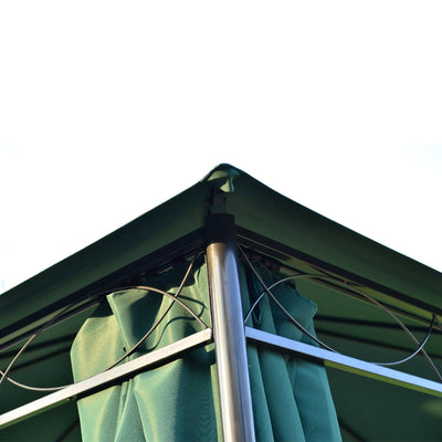 Gazebo W/Metal Frame And Side Walls-Dark Green