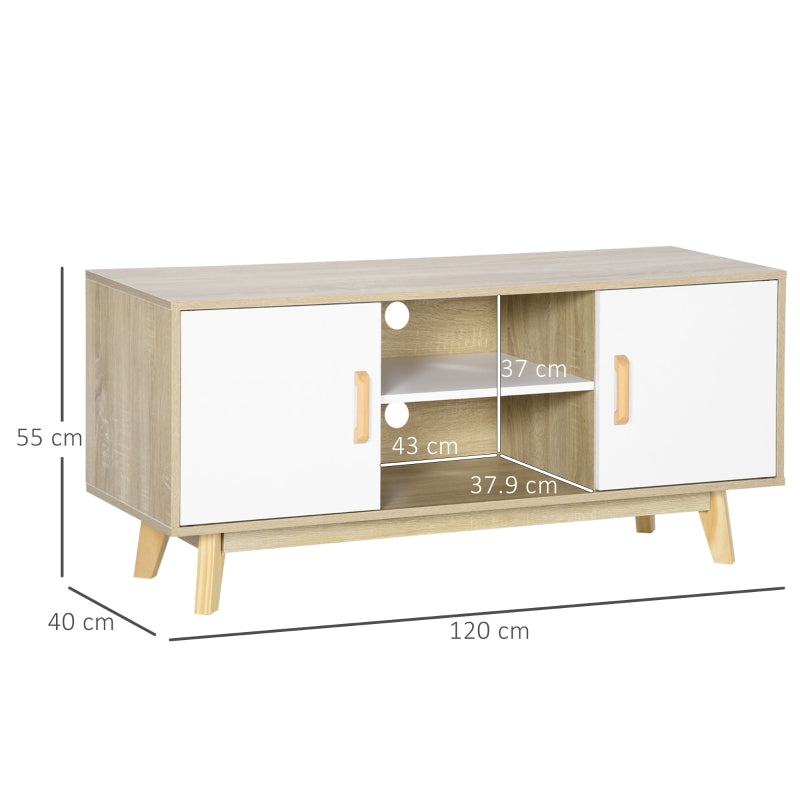 Wood-Effect TV Cabinet, With Storage - White