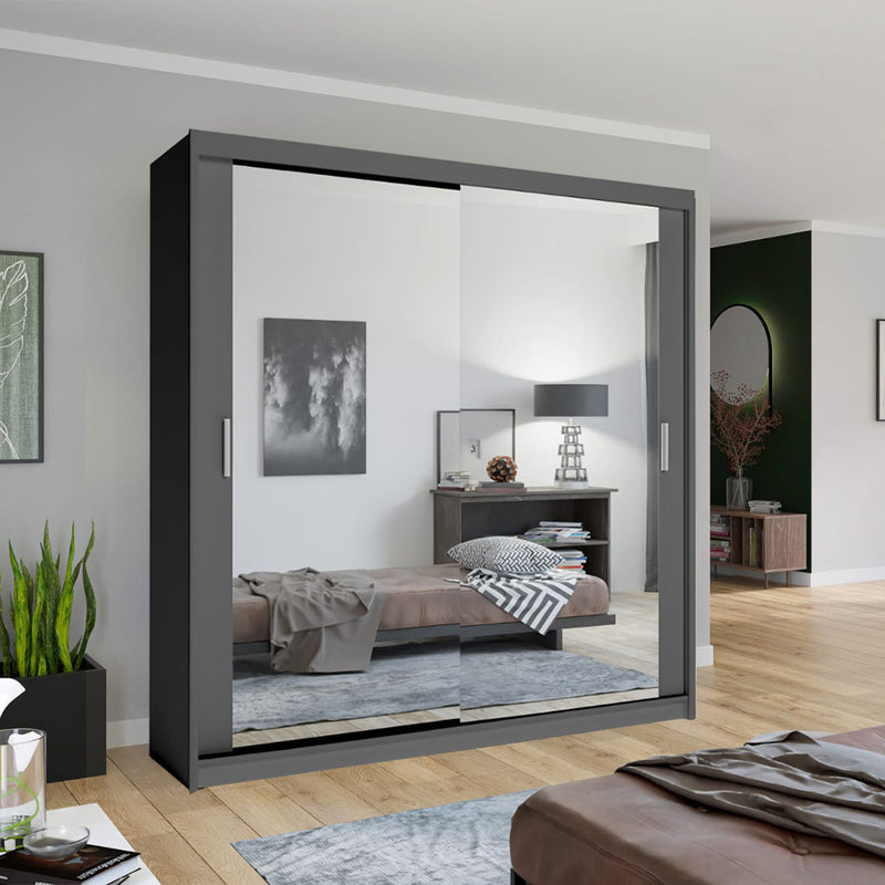 Chicago UK best Sliding Door Wardrobe- Black, White, Wenge, Walnut, Oak, Grey