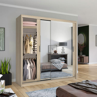 Chicago UK best Sliding Door Wardrobe- Black, White, Wenge, Walnut, Oak, Grey