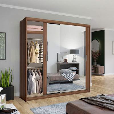 Chicago UK best Sliding Door Wardrobe- Black, White, Wenge, Walnut, Oak, Grey