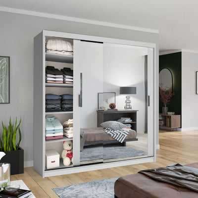 Chicago UK best Sliding Door Wardrobe- Black, White, Wenge, Walnut, Oak, Grey