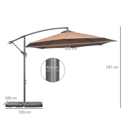 3(m) Garden Banana Parasol Cantilever Umbrella With Crank Handle