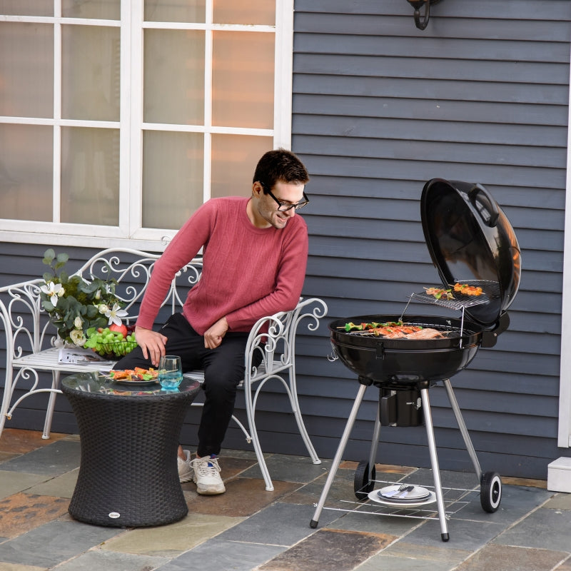 Portable Kettle Charcoal Grill -Black/Silver