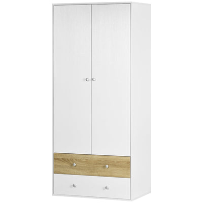 2-Door Wardrobe With 2 Drawers, White