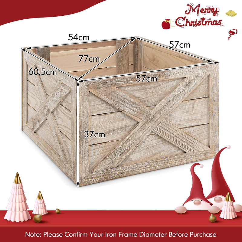 Christmas Tree Box Stand with Hook and Loop Fasteners-Brown-S