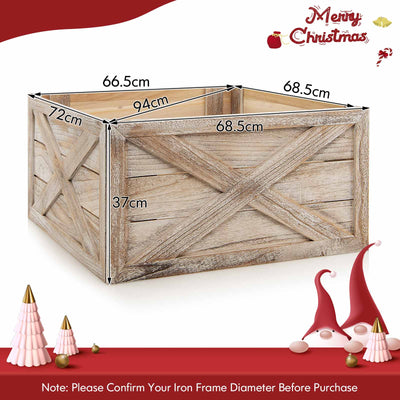 Christmas Tree Box Stand with Hook and Loop Fasteners-Brown-L