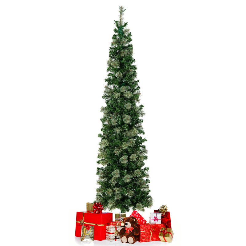 Árbol de Navidad de media forma preiluminado de 7 pies con 403 puntas de ramas y 150 luces LED