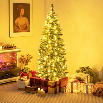 Árbol de Navidad con bisagras y ramas de abeto con forma de lápiz, 408/618 puntas nevadas para el hogar, 150 cm