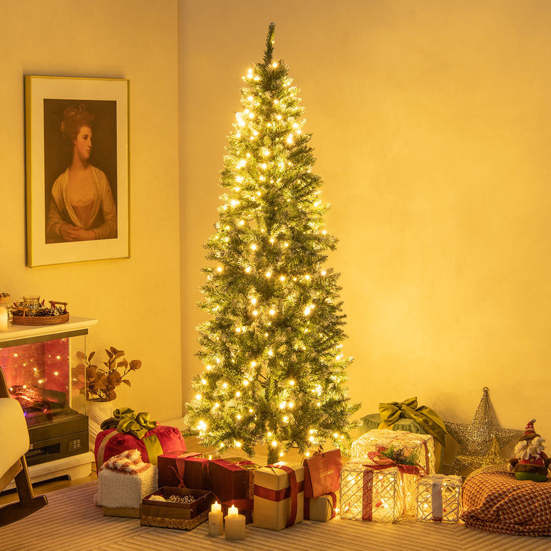 Árbol de Navidad con bisagras y ramas de abeto con forma de lápiz, 408/618 puntas nevadas para el hogar, 180 cm