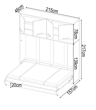 CP-10 Over Bed Unit for Horizontal Wall Bed Concept Pro 120cm