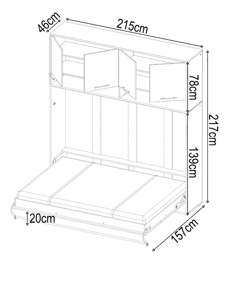 CP-10 Over Bed Unit for Horizontal Wall Bed Concept Pro 120cm