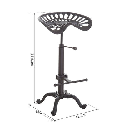 Cast Iron Adjustable Height Industrial Bar Stool With Footrest