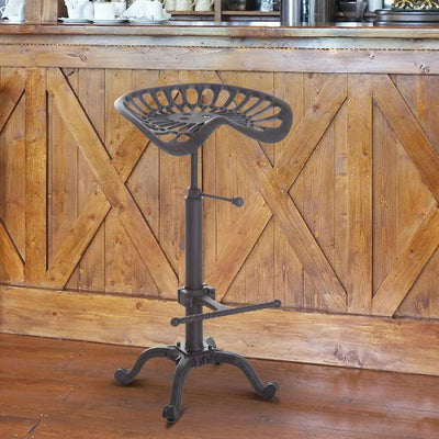 Cast Iron Adjustable Height Industrial Bar Stool With Footrest