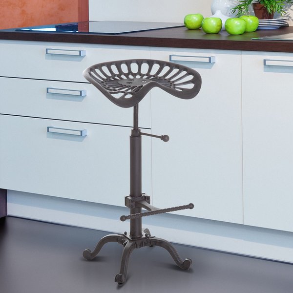 Cast Iron Adjustable Height Industrial Bar Stool With Footrest