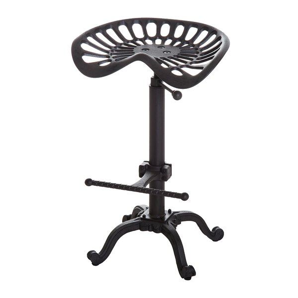 Cast Iron Adjustable Height Industrial Bar Stool With Footrest