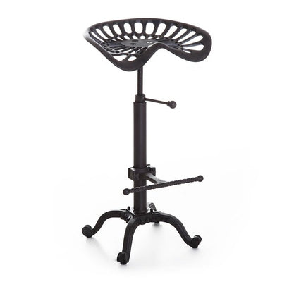 Cast Iron Adjustable Height Industrial Bar Stool With Footrest