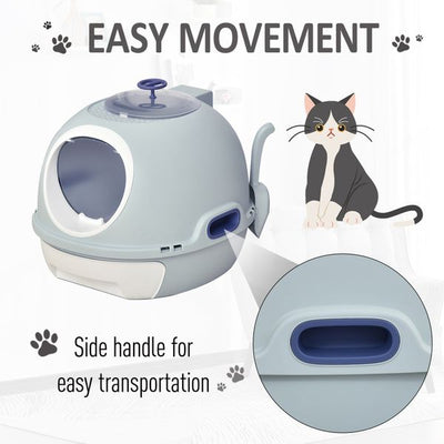 Cats Rooftop Plastic Easy Clean Litter Box - Blue