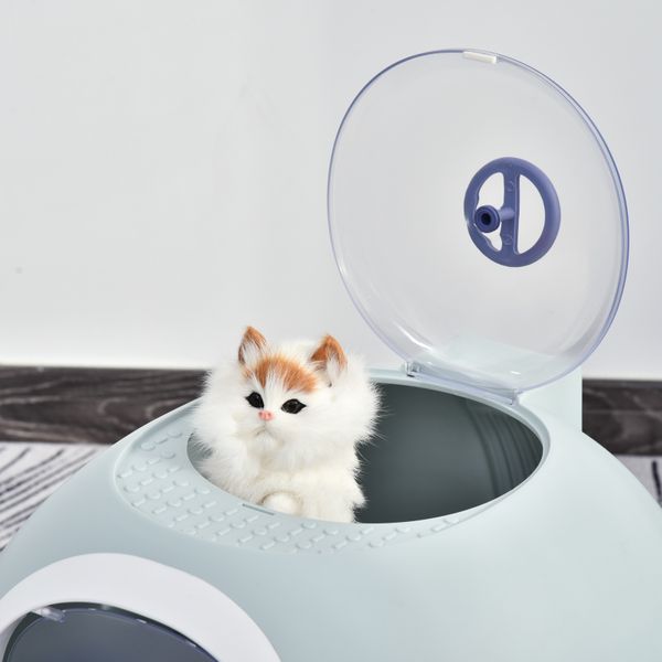 Cats Rooftop Plastic Easy Clean Litter Box - Blue