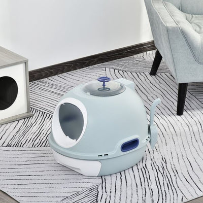 Cats Rooftop Plastic Easy Clean Litter Box - Blue