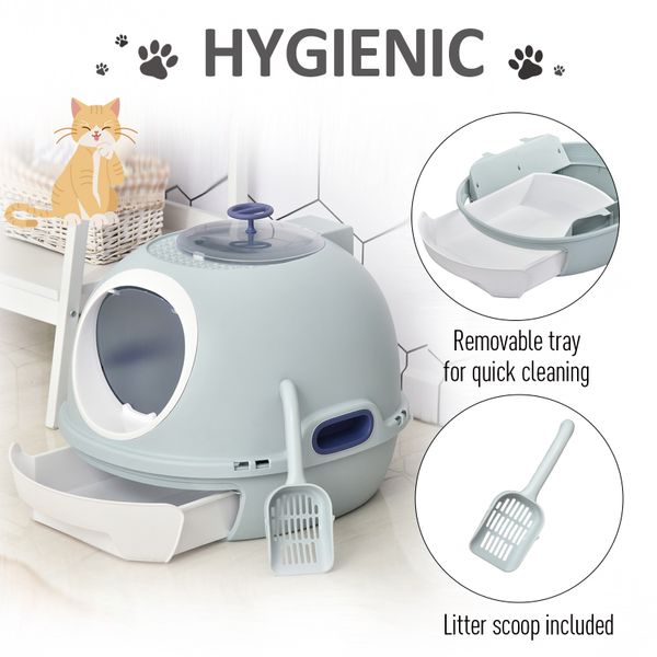 Cats Rooftop Plastic Easy Clean Litter Box - Blue