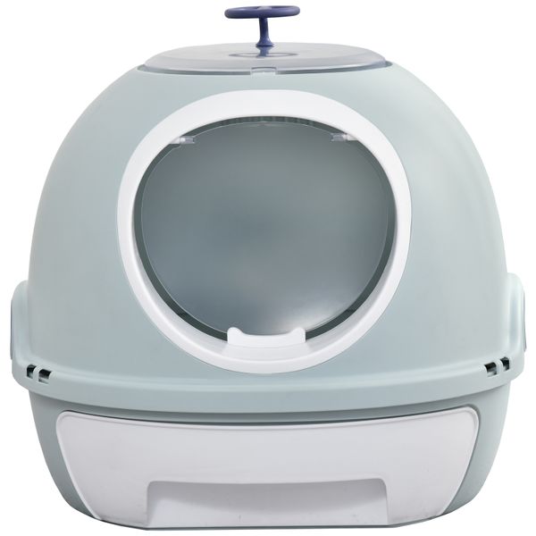 Cats Rooftop Plastic Easy Clean Litter Box - Blue