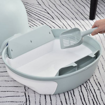 Cats Rooftop Plastic Easy Clean Litter Box - Blue