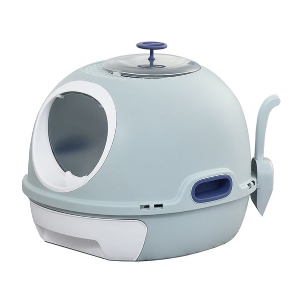 Cats Rooftop Plastic Easy Clean Litter Box - Blue