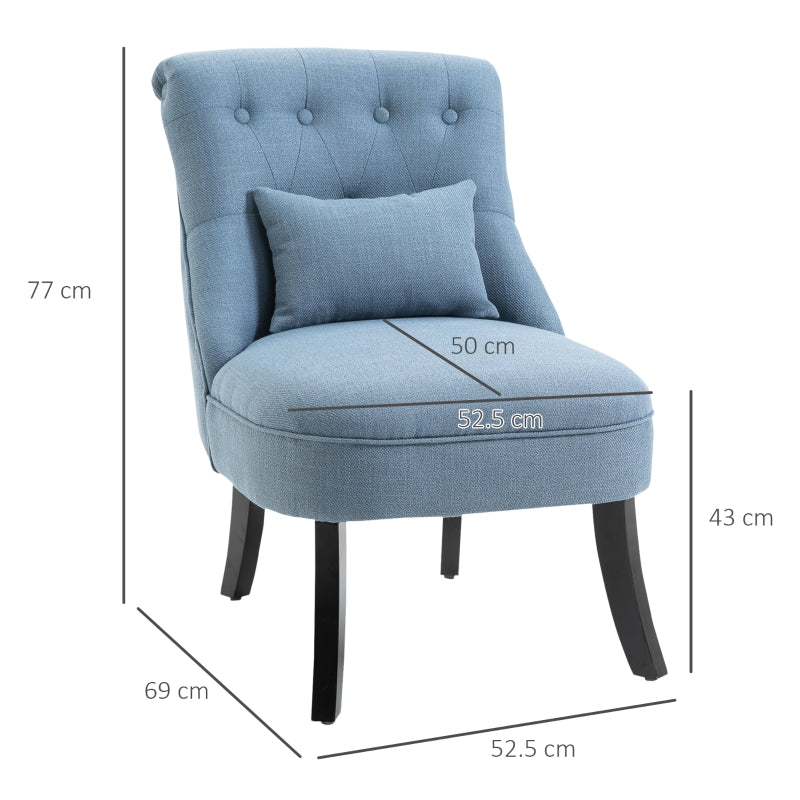 Fabric Single Sofa Dining Chair Tub Upholstered , Blue