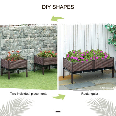 Set Of 2 Raised Garden Bed Elevated Planter Box