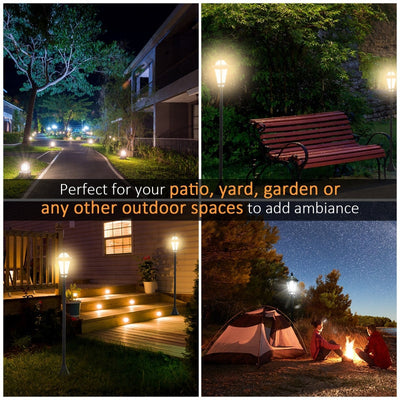 2 PCS LED Garden Lights Lamp Post Solar Powered Lantern