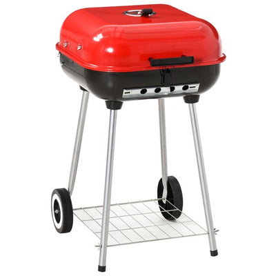 45x47.5x70 Cm. Barbecue Grill W/2 Wheels - Red/Black