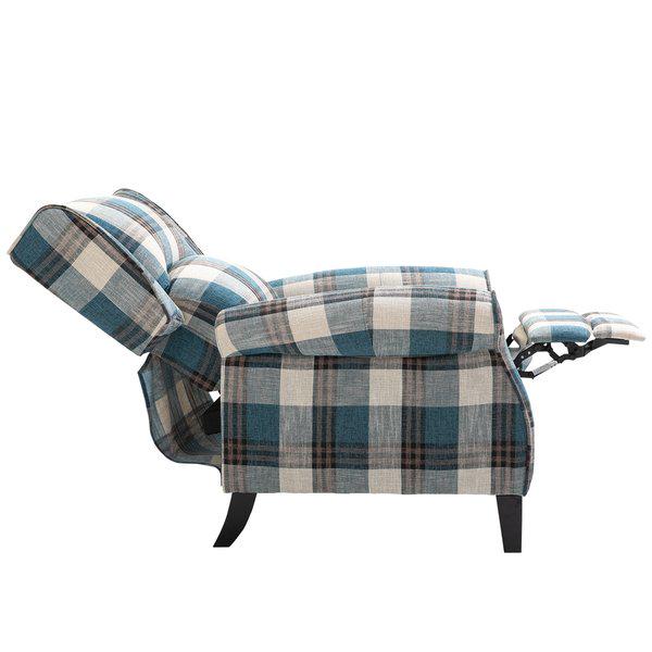 Checkered Armchair Plush Single Sofa Recliner For Living Room