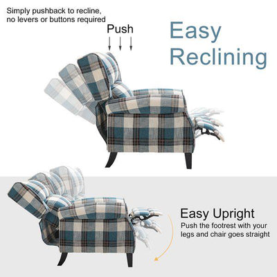 Checkered Armchair Plush Single Sofa Recliner For Living Room