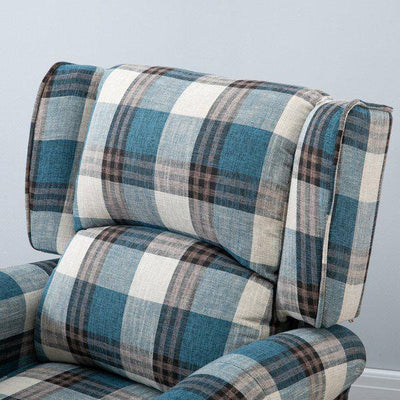 Checkered Armchair Plush Single Sofa Recliner For Living Room